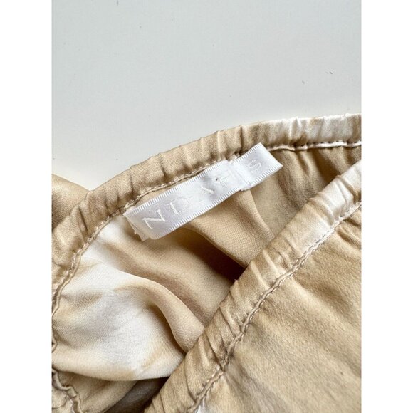 INDAH Tan Beige Tie Dye 100% Silk Satin Wrap Front Maxi Slip Skirt, Size S - Picture 10 of 13